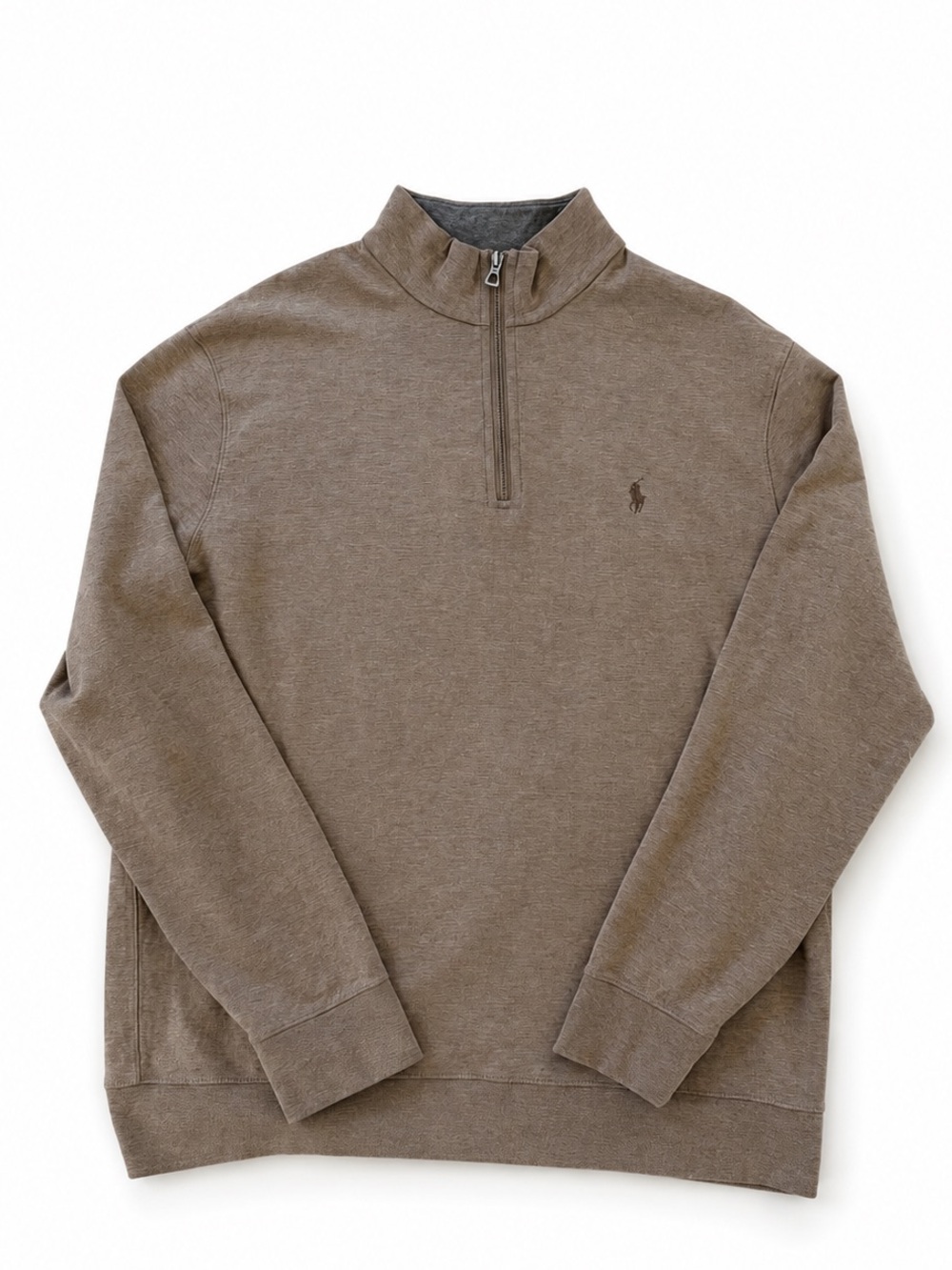 Polo Ralph Lauren XL Brown Heather Long Sleeve Quarter Zip Pullover Sweatshirt - Picture 2 of 4